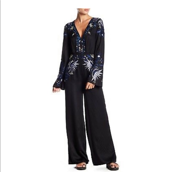 Free people gypsy floral embroidered jumpsuit - Picture 1 of 4